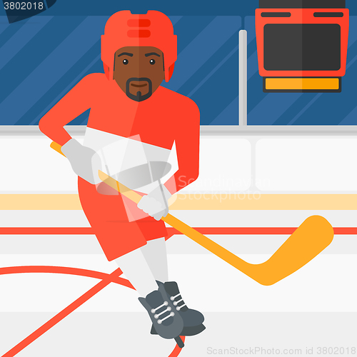 Image of Ice-hockey player with stick.