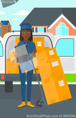 Image of Woman delivering boxes.