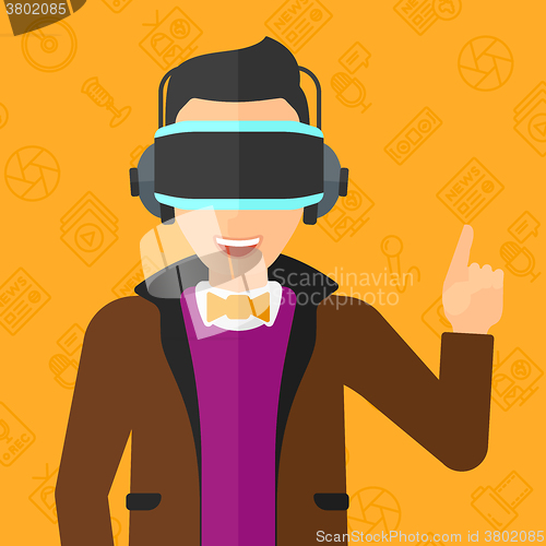 Image of Man wearing virtual reality headset.