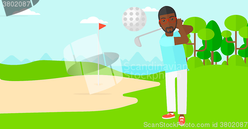 Image of Golf player hitting the ball.