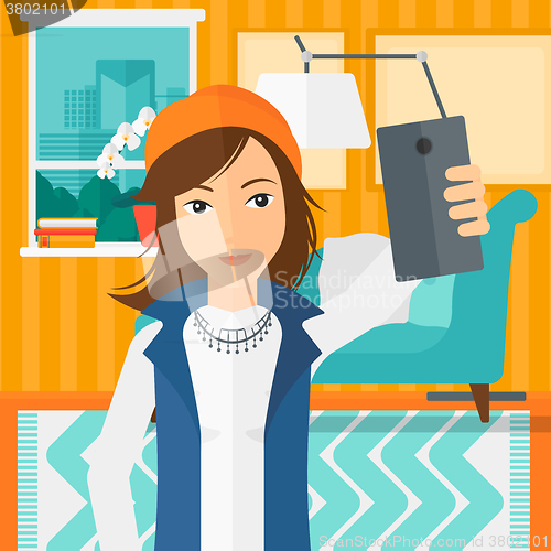 Image of Woman making selfie.