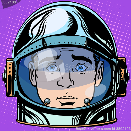 Image of emoticon surprise Emoji face man astronaut retro