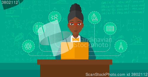 Image of Woman studying with laptop.