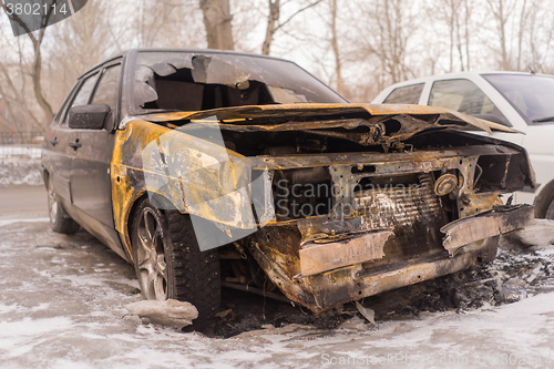 Image of Burned car after arson