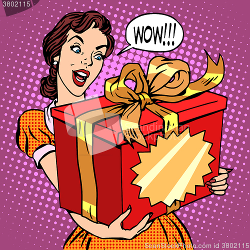 Image of Woman and big gift box