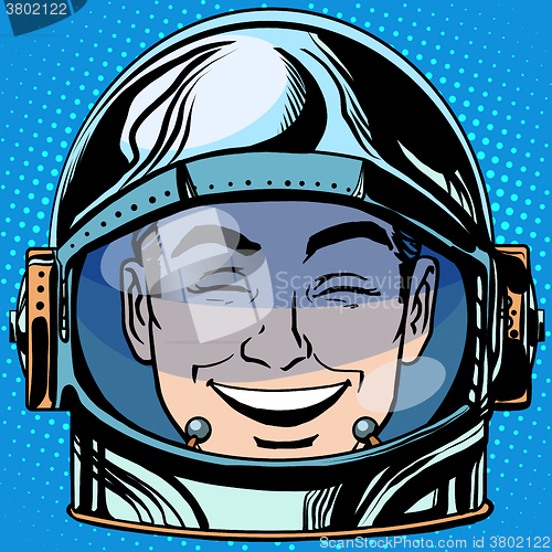 Image of emoticon laughter Emoji face man astronaut retro