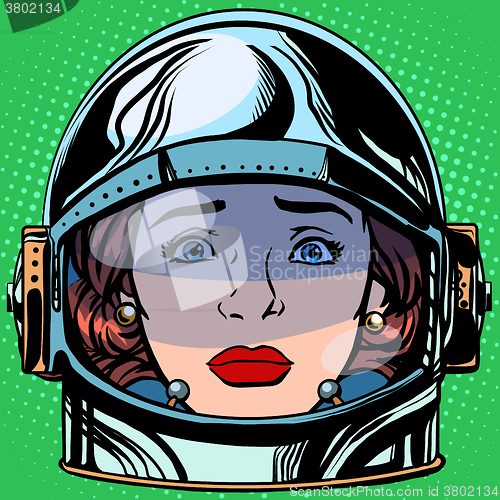 Image of emoticon sadness Emoji face woman astronaut retro