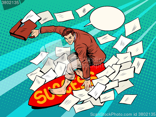 Image of Businessman surfer success