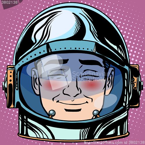 Image of emoticon embarrassment Emoji face man astronaut retro