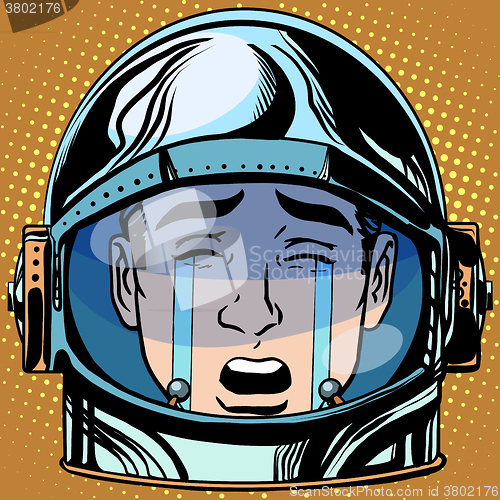 Image of emoticon tears roar Emoji face man astronaut retro