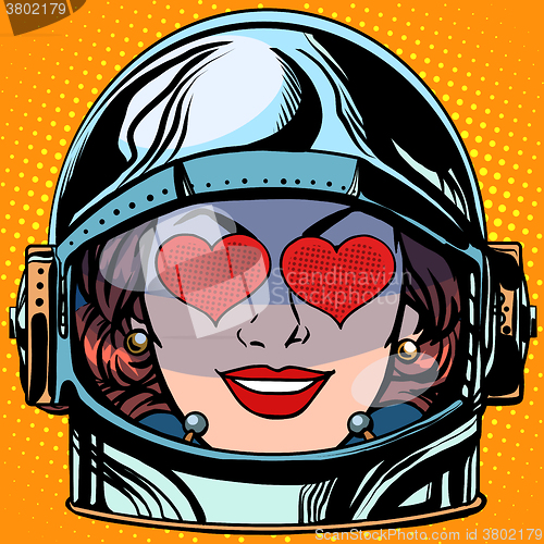 Image of emoticon love Emoji face woman astronaut retro