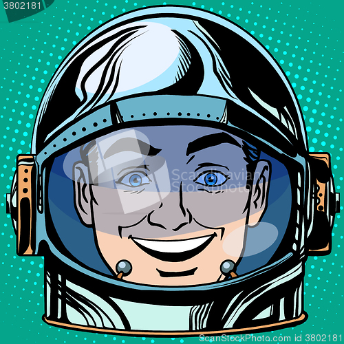 Image of emoticon joy laughter Emoji face man astronaut retro