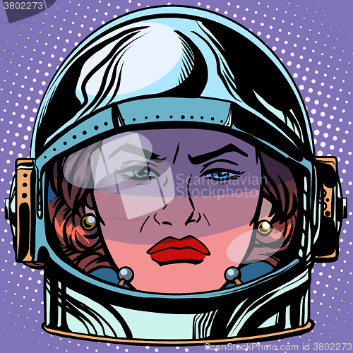 Image of emoticon rage Emoji face woman astronaut retro