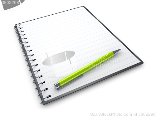 Image of notepad and ballpen