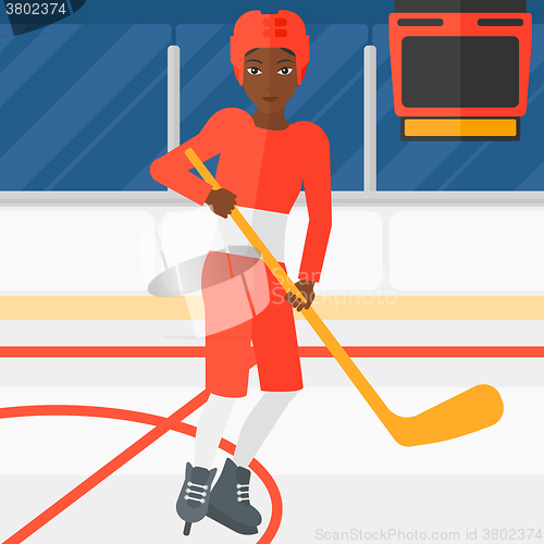 Image of Ice-hockey player with stick.