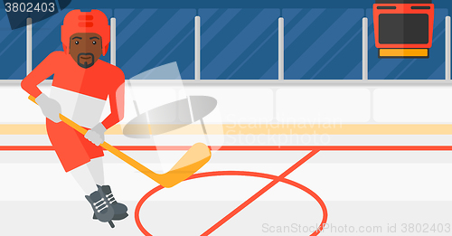 Image of Ice-hockey player with stick.