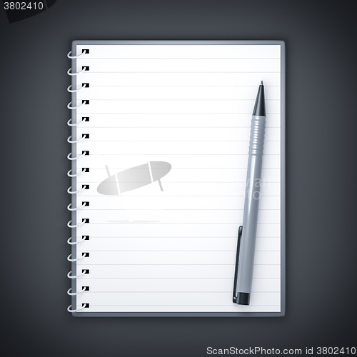 Image of notepad and ballpen