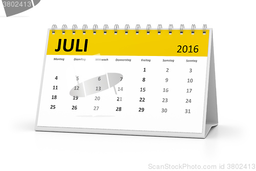 Image of german language table calendar 2016 july