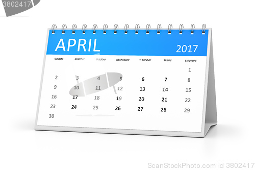 Image of blue table calendar 2017 april