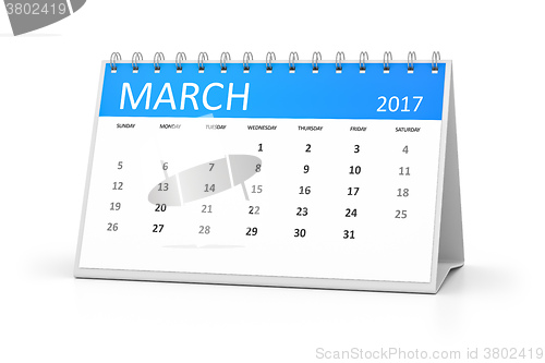 Image of blue table calendar 2017 march