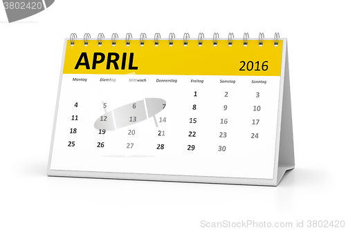 Image of german language table calendar 2016 april