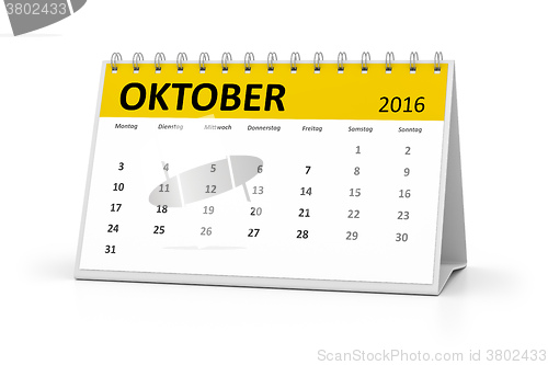 Image of german language table calendar 2016 october