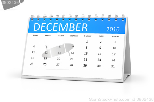 Image of blue table calendar 2016 december
