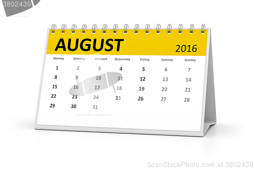 Image of german language table calendar 2016 august