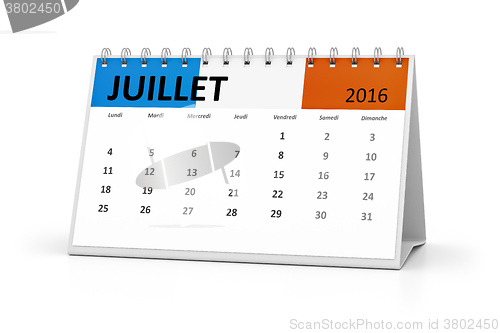 Image of french language table calendar 2016 july