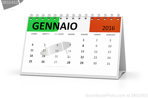 Image of italian language table calendar 2016 january