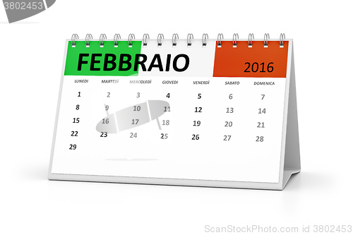 Image of italian language table calendar 2016 february