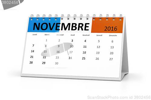 Image of french language table calendar 2016 november