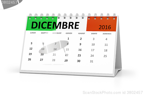Image of italian language table calendar 2016 december