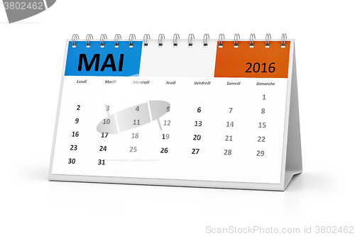 Image of french language table calendar 2016 may