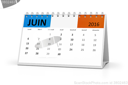 Image of french language table calendar 2016 june