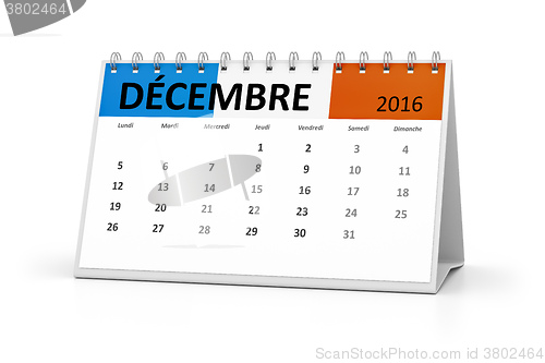 Image of french language table calendar 2016 december