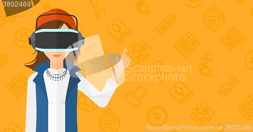 Image of Woman wearing virtual reality headset.