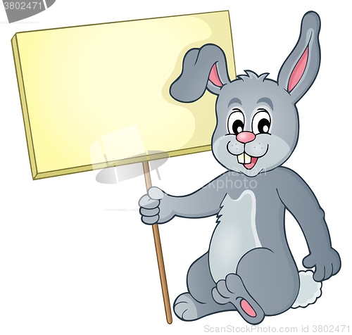 Image of Rabbit with sign theme image 1