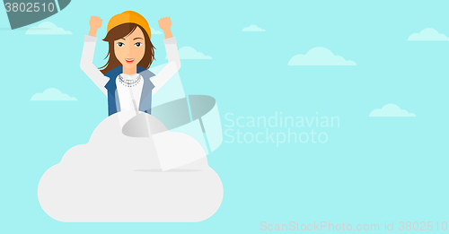 Image of Woman sitting on cloud.