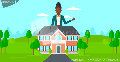 Image of Real estate agent showing thumb up.