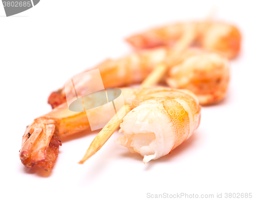 Image of grilled shrimps on stick