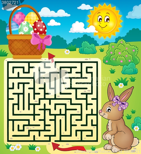 Image of Maze 3 with Easter bunny and egg basket