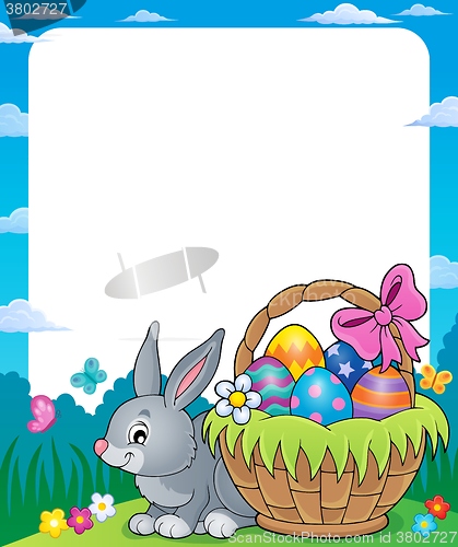 Image of Frame with Easter basket and bunny 1