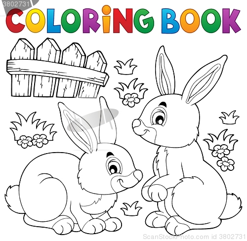 Image of Coloring book rabbit topic 1