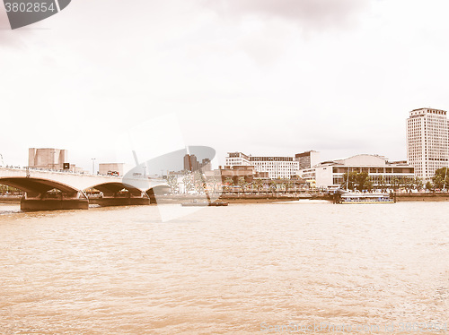 Image of River Thames South Bank, London vintage