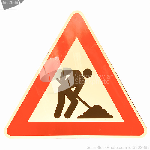 Image of  Road work sign vintage