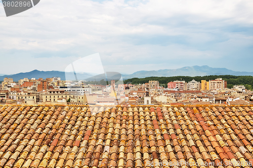 Image of Tiled rooftops of Girona, Catalonia