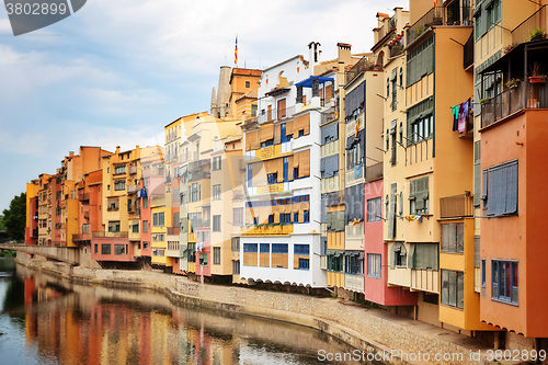 Image of Picturesque buildings along the river in Girona, Catalonia