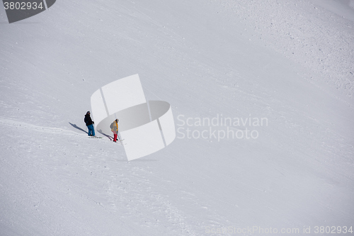Image of freeride skier skiing in deep powder snow