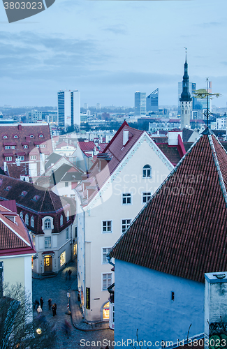 Image of View of the roofs and spiers of old churches of Tallinn